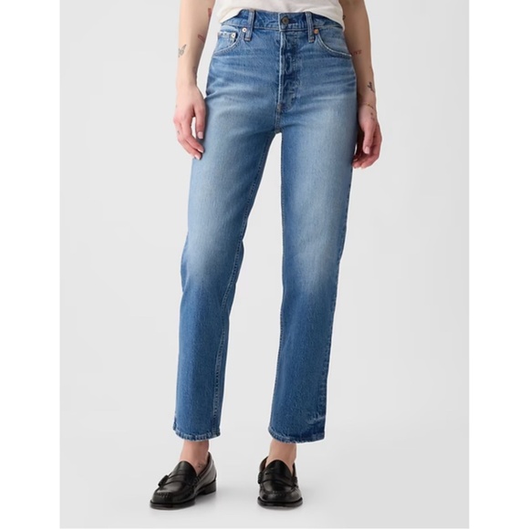 GAP Cheeky Straight High Rise Light Indigo - Picture 1 of 3